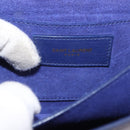 SAINT LAURENT Y Line Chain Satchel Small Bag Leather Blue Gold Auth BA8058-16
