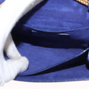 SAINT LAURENT Y Line Chain Satchel Small Bag Leather Blue Gold Auth BA8058-20