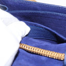 SAINT LAURENT Y Line Chain Satchel Small Bag Leather Blue Gold Auth BA8058-22