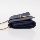 SAINT LAURENT Y Line Chain Satchel Small Bag Leather Blue Gold Auth BA8058-5