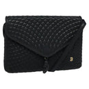 BALLY Quilted Shoulder Bag Leather Black Gold Auth BA806-1