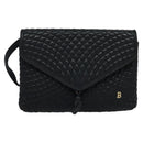 BALLY Quilted Shoulder Bag Leather Black Gold Auth BA806-13