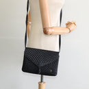 BALLY Quilted Shoulder Bag Leather Black Gold Auth BA806-21