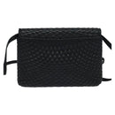 BALLY Quilted Shoulder Bag Leather Black Gold Auth BA806-2