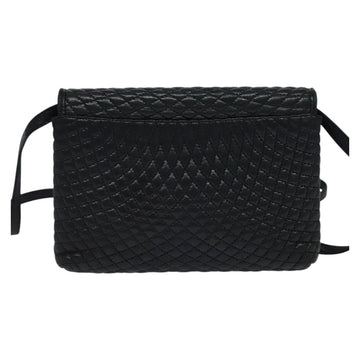 BALLY Quilted Shoulder Bag Leather Black Gold Auth BA806 - 0