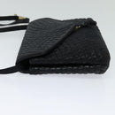 BALLY Quilted Shoulder Bag Leather Black Gold Auth BA806-3