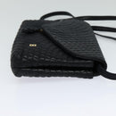 BALLY Quilted Shoulder Bag Leather Black Gold Auth BA806-4