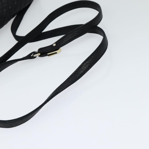 BALLY Quilted Shoulder Bag Leather Black Gold Auth BA806