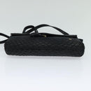 BALLY Quilted Shoulder Bag Leather Black Gold Auth BA806-5