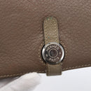 HERMES Dogon Duo GM Wallet Leather Gray Auth BA8060-8
