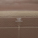 HERMES Dogon Duo GM Wallet Leather Gray Auth BA8060-17