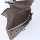 HERMES Dogon Duo GM Wallet Leather Gray Auth BA8060-9