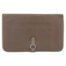 HERMES Dogon Duo GM Wallet Leather Gray Auth BA8060-13
