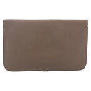 HERMES Dogon Duo GM Wallet Leather Gray Auth BA8060-2