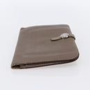 HERMES Dogon Duo GM Wallet Leather Gray Auth BA8060-3