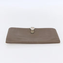 HERMES Dogon Duo GM Wallet Leather Gray Auth BA8060-5