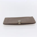 HERMES Dogon Duo GM Wallet Leather Gray Auth BA8060-6