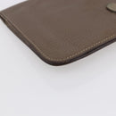 HERMES Dogon Duo GM Wallet Leather Gray Auth BA8060-14