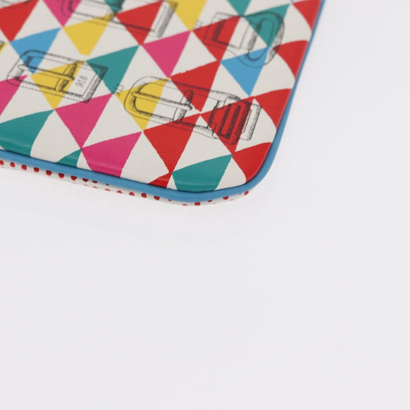 HERMES Carre Pocket Pouch Leather Multicolor Auth BA8061M