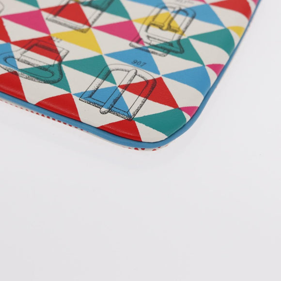 HERMES Carre Pocket Pouch Leather Multicolor Auth BA8061M