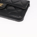 CHANEL Matelasse Chain iPhone Case Lamb Skin Black Gold CC Auth BA8062-11