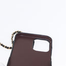 CHANEL Matelasse Chain iPhone Case Lamb Skin Black Gold CC Auth BA8062-16