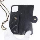 CHANEL Matelasse Chain iPhone Case Lamb Skin Black Gold CC Auth BA8062-18