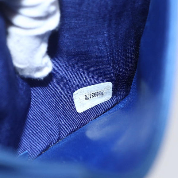 CHANEL Bifold Wallet Lamb Skin Blue CC Auth BA8063