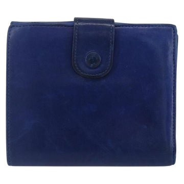 CHANEL Bifold Wallet Lamb Skin Blue CC Auth BA8063 - 0