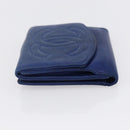 CHANEL Bifold Wallet Lamb Skin Blue CC Auth BA8063-3