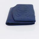 CHANEL Bifold Wallet Lamb Skin Blue CC Auth BA8063-4