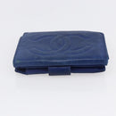 CHANEL Bifold Wallet Lamb Skin Blue CC Auth BA8063-5