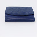 CHANEL Bifold Wallet Lamb Skin Blue CC Auth BA8063-6