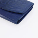 CHANEL Bifold Wallet Lamb Skin Blue CC Auth BA8063-7