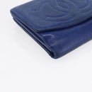 CHANEL Bifold Wallet Lamb Skin Blue CC Auth BA8063-14