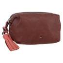Chloe Pouch Leather Brown Gold Auth BA8064-1