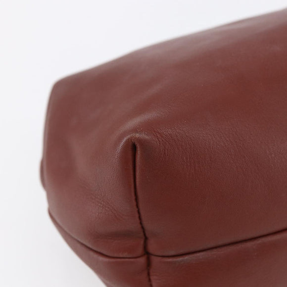 Chloe Pouch Leather Brown Gold Auth BA8064