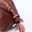 Chloe Pouch Leather Brown Gold Auth BA8064-8