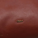 Chloe Pouch Leather Brown Gold Auth BA8064-17