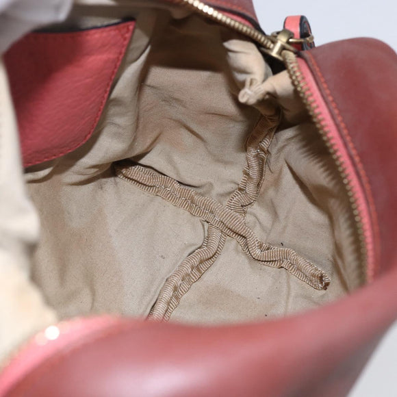 Chloe Pouch Leather Brown Gold Auth BA8064