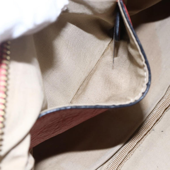 Chloe Pouch Leather Brown Gold Auth BA8064