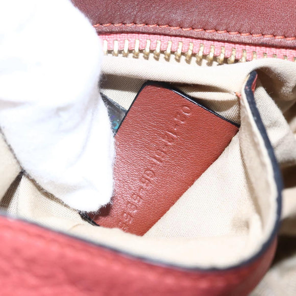 Chloe Pouch Leather Brown Gold Auth BA8064