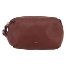 Chloe Pouch Leather Brown Gold Auth BA8064-13