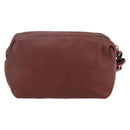Chloe Pouch Leather Brown Gold Auth BA8064-2