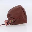 Chloe Pouch Leather Brown Gold Auth BA8064-3