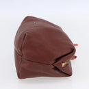 Chloe Pouch Leather Brown Gold Auth BA8064-4