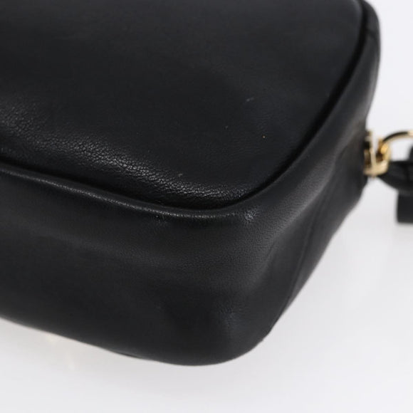 Jimmy Choo Studs Pouch Leather Black Silver Auth BA8065