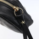 Jimmy Choo Studs Pouch Leather Black Silver Auth BA8065-9