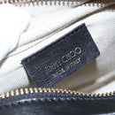 Jimmy Choo Studs Pouch Leather Black Silver Auth BA8065-10