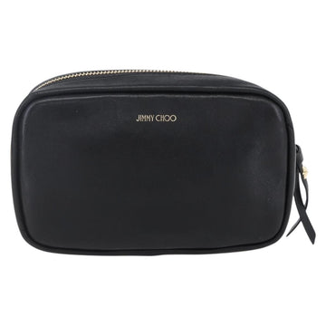 Jimmy Choo Studs Pouch Leather Black Silver Auth BA8065 - 0